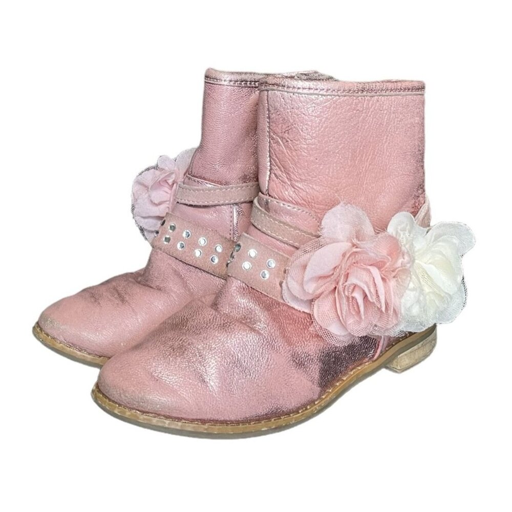 Chasing Fireflies Soft Leather Ankle Boots Pink 12